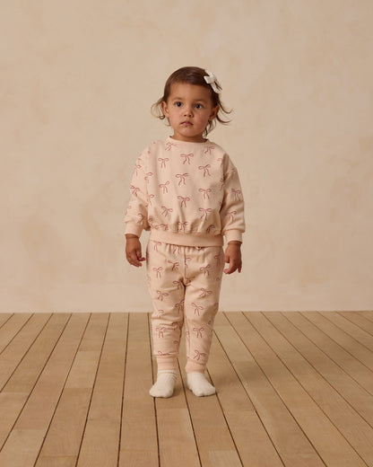 Quincy Mae Relaxed Fleece Sweatpant || Red Bows Quincy Mae