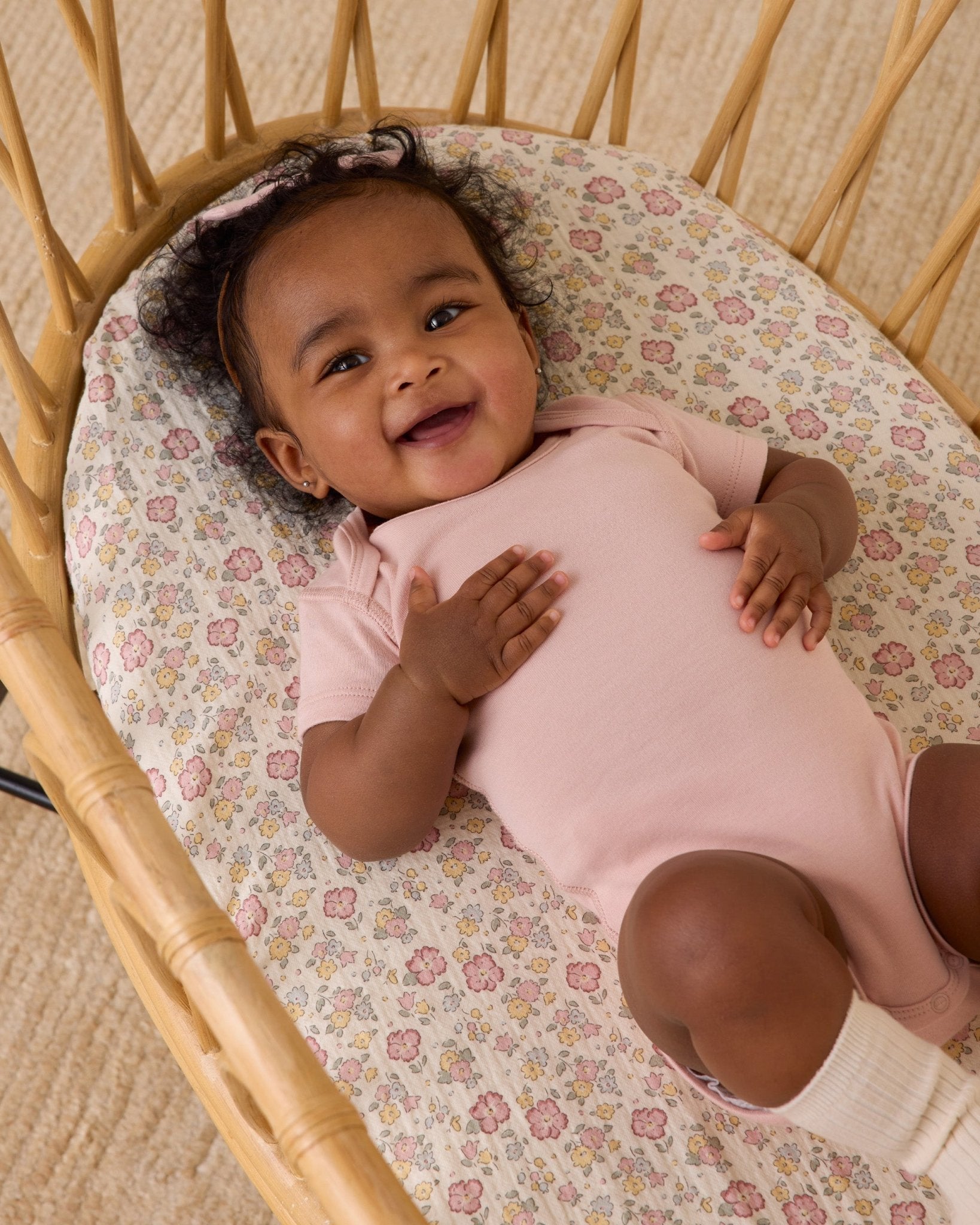 Quincy Mae Short Sleeve Bodysuit, 2 Pack || Swans, Bubblegum Quincy Mae