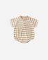 Quincy Mae Terry Henley Romper Latte Stripe Quincy Mae