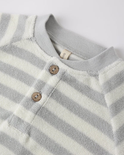 Quincy Mae Terry Henley Romper Sky Stripe Quincy Mae