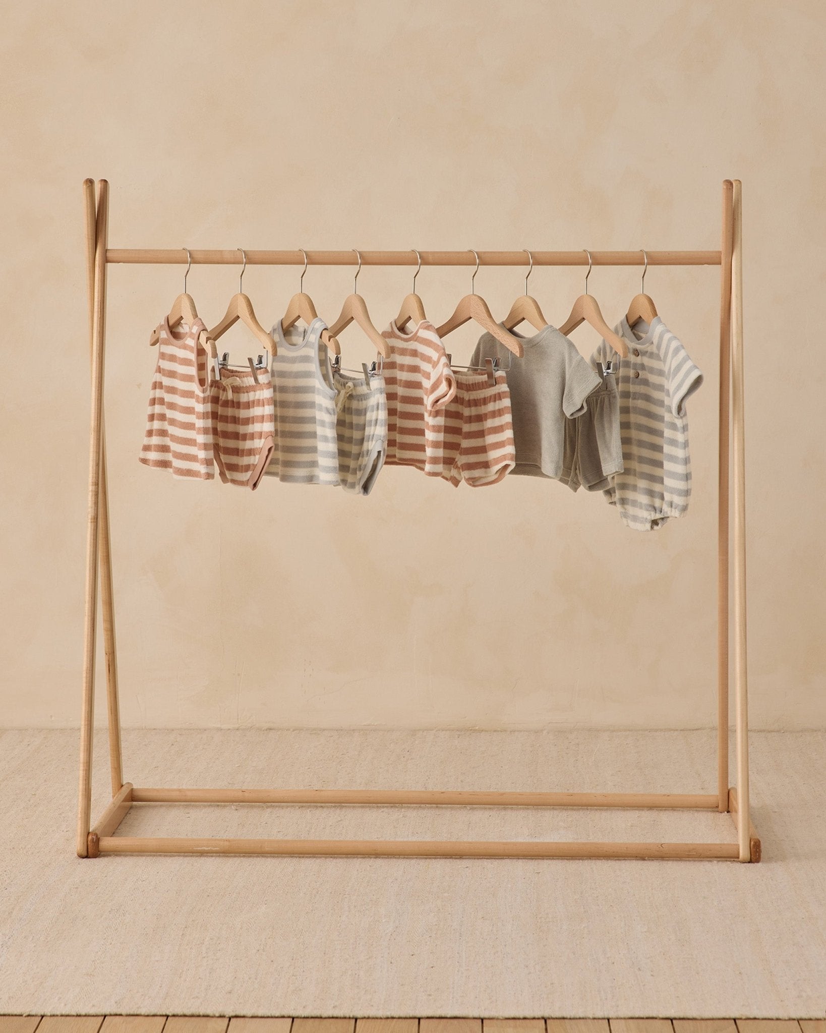 Quincy Mae Terry Henley Romper Sky Stripe Quincy Mae