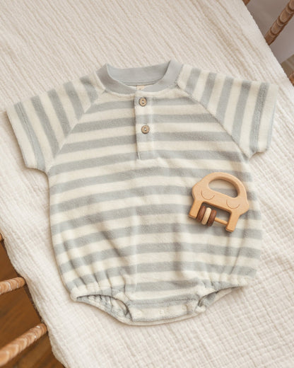 Quincy Mae Terry Henley Romper Sky Stripe Quincy Mae