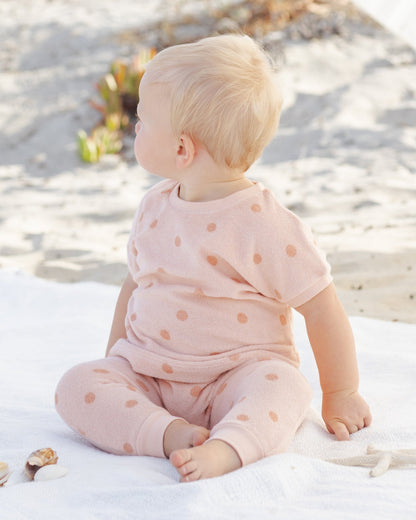 Quincy Mae Terry Tee + Pant Set Polka Dot Quincy Mae