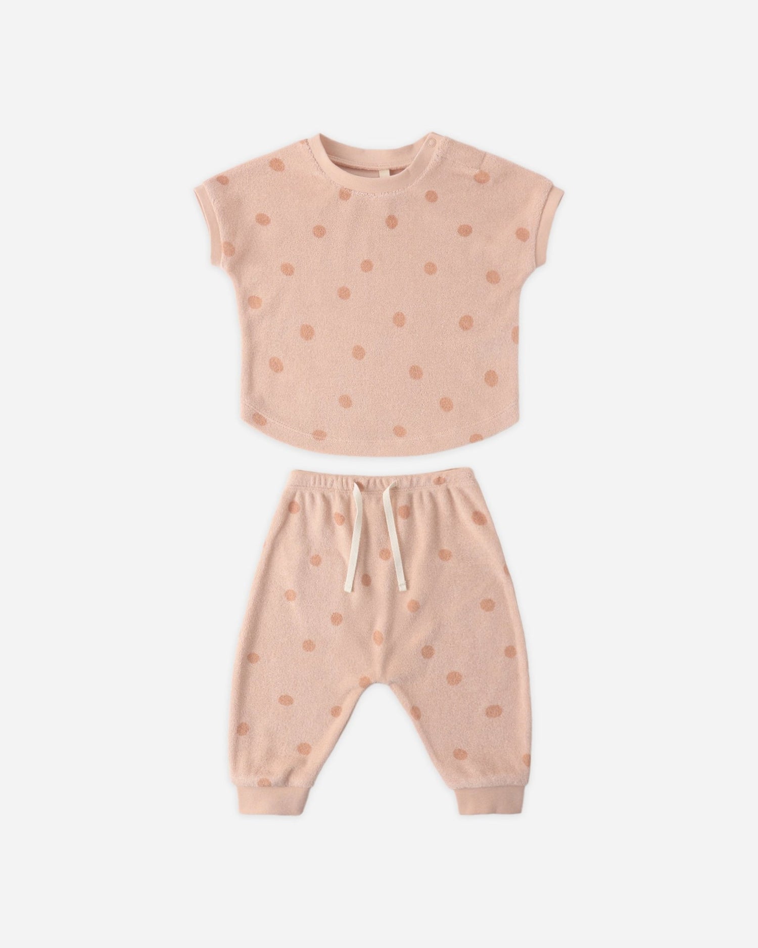 Quincy Mae Terry Tee + Pant Set Polka Dot Quincy Mae
