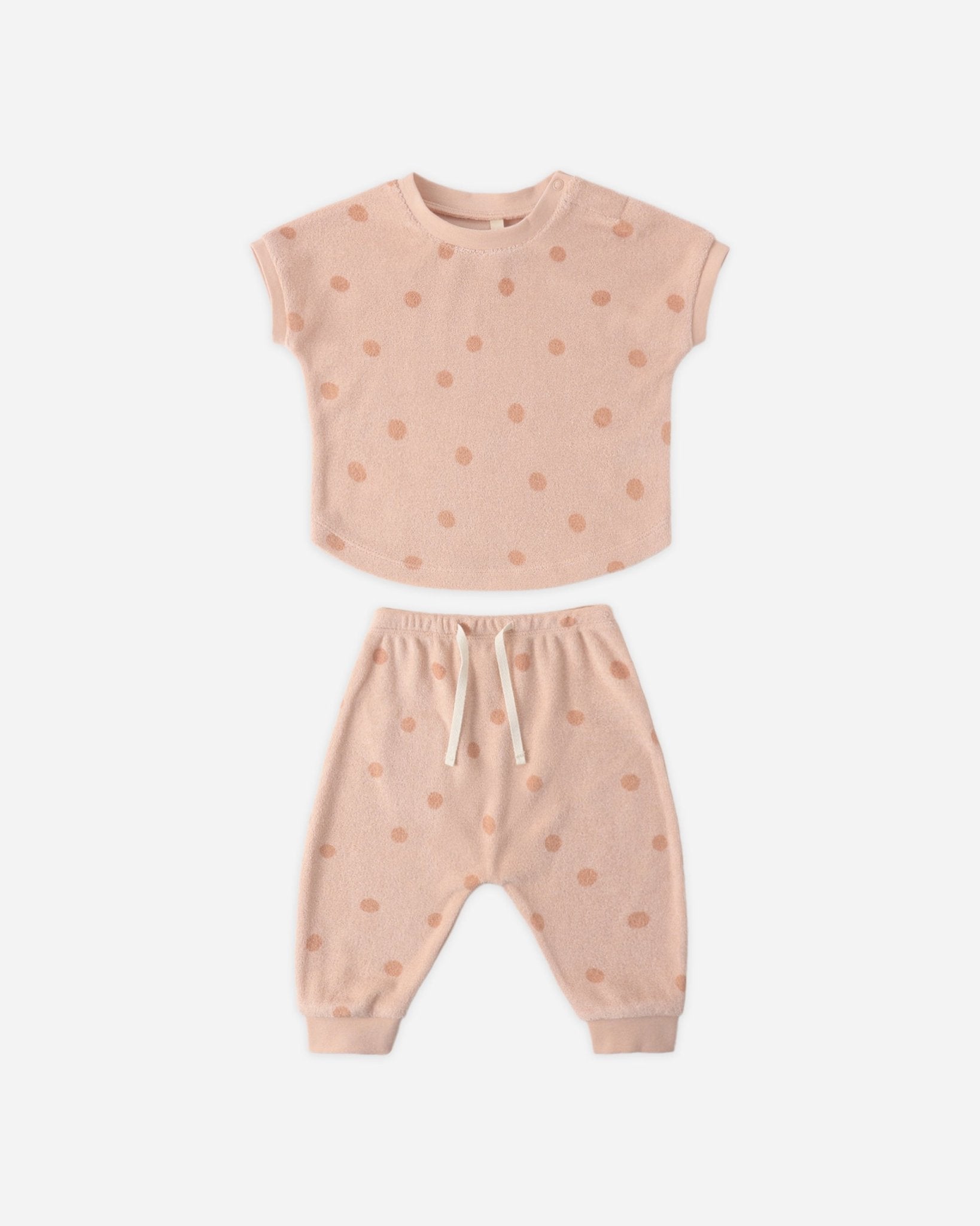 Quincy Mae Terry Tee + Pant Set Polka Dot Quincy Mae