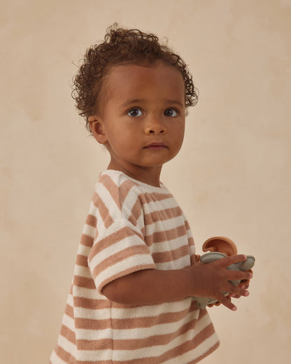 Quincy Mae Terry Tee + Short Set Latte Stripe Quincy Mae
