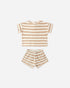 Quincy Mae Terry Tee + Short Set Latte Stripe Quincy Mae