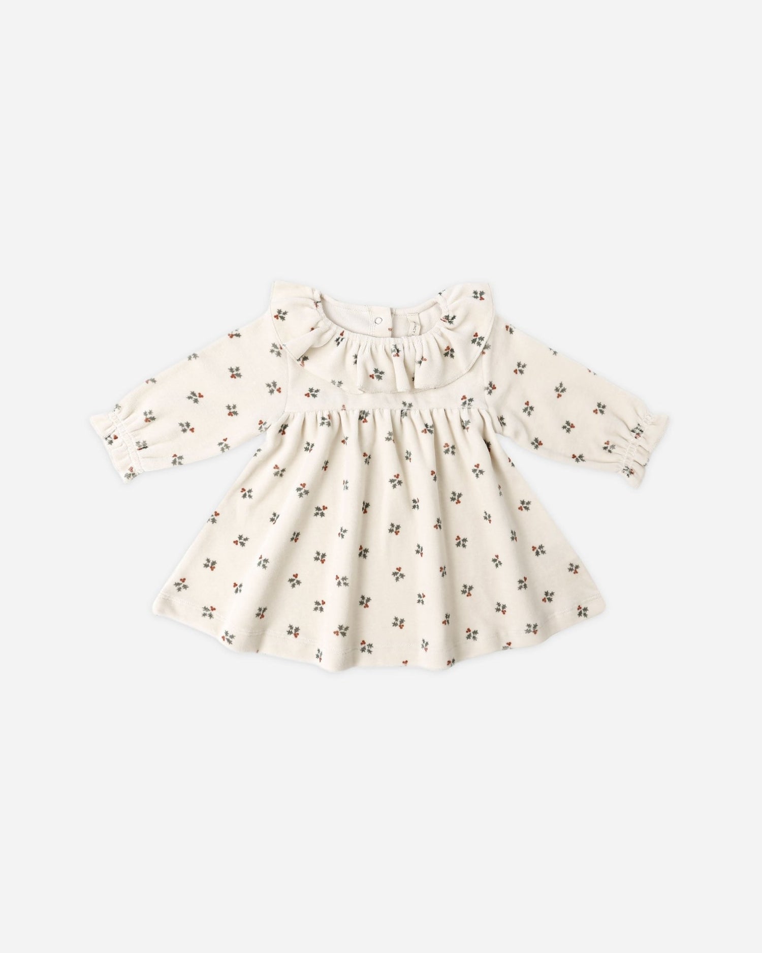 Quincy Mae Velour Baby Dress || Holly Berry Quincy Mae