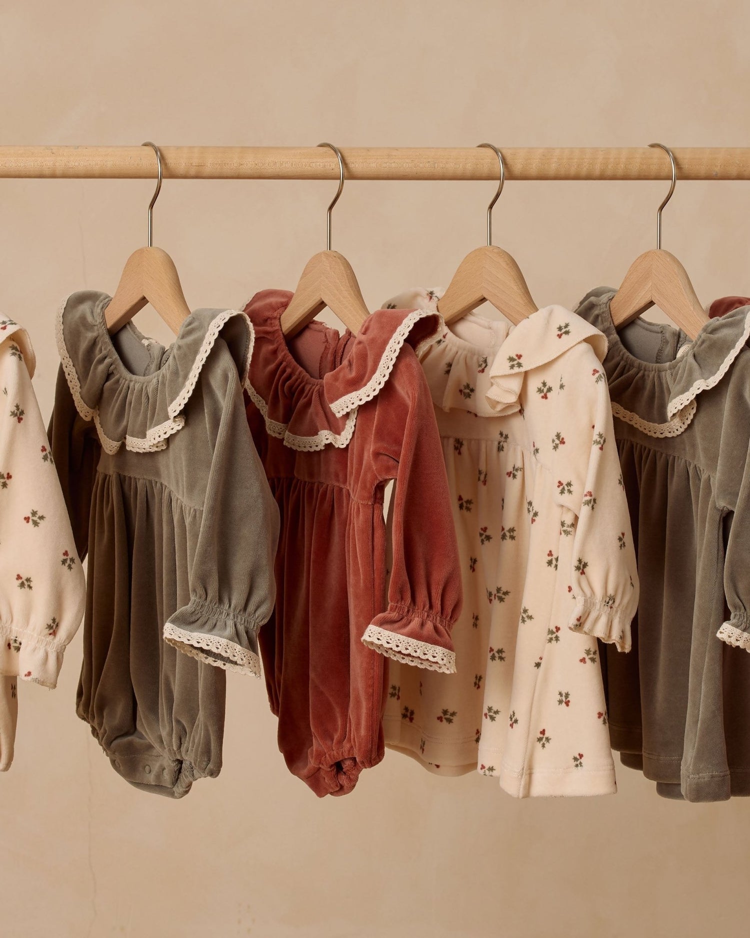 Quincy Mae Velour Baby Dress || Holly Berry Quincy Mae