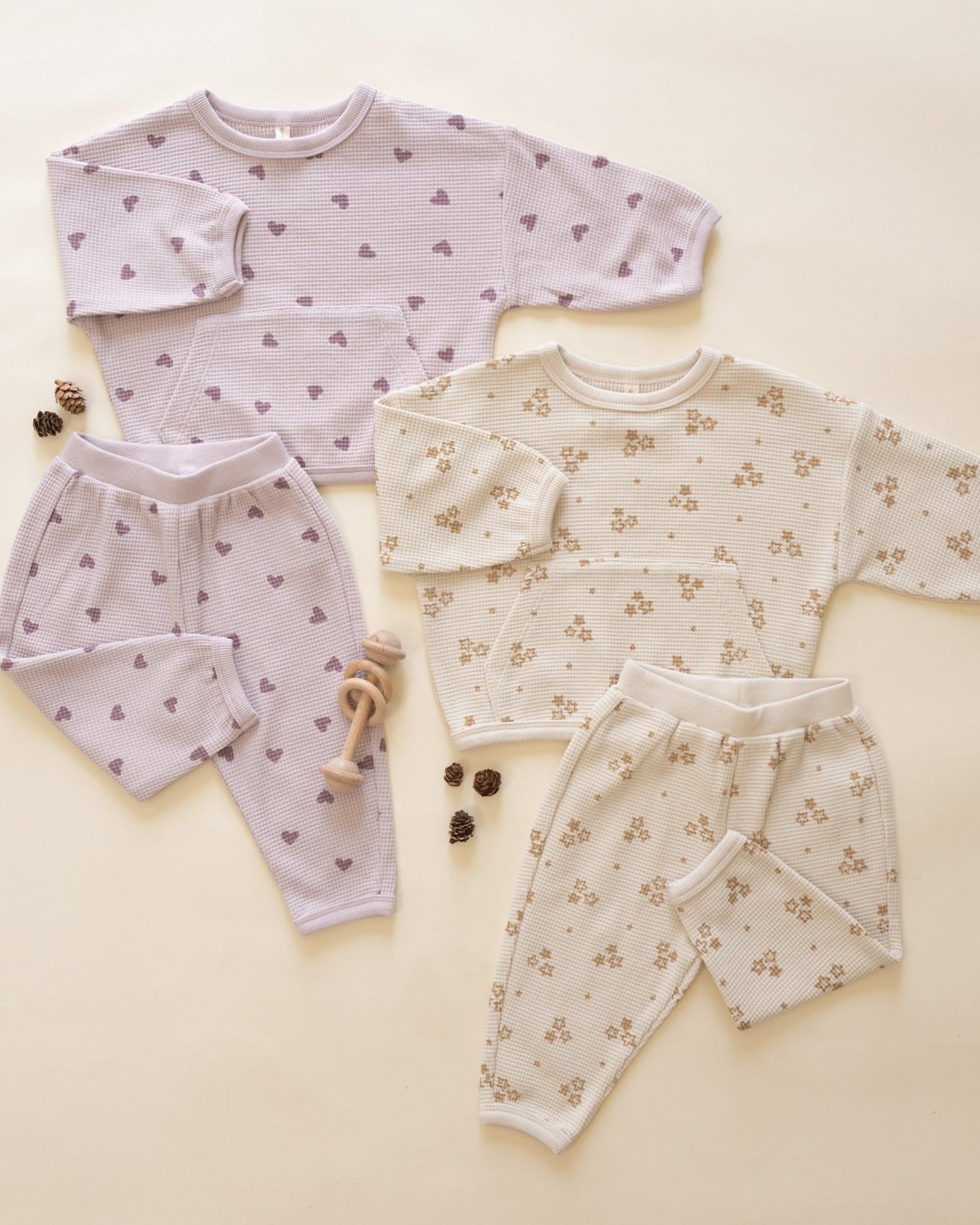 Quincy Mae Waffle Slouch Set || Hearts Quincy Mae