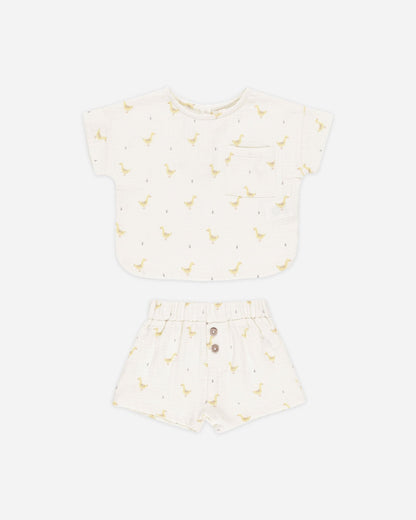 Quincy Mae Woven Boxy Top + Short Set || Geese Quincy Mae
