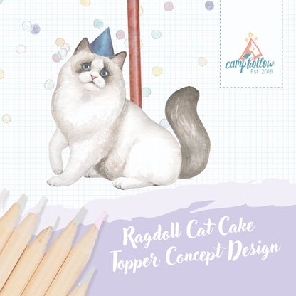 Camp Hollow Ragdoll Cat Birthday Candle Holder | Porcelain Cake Topper