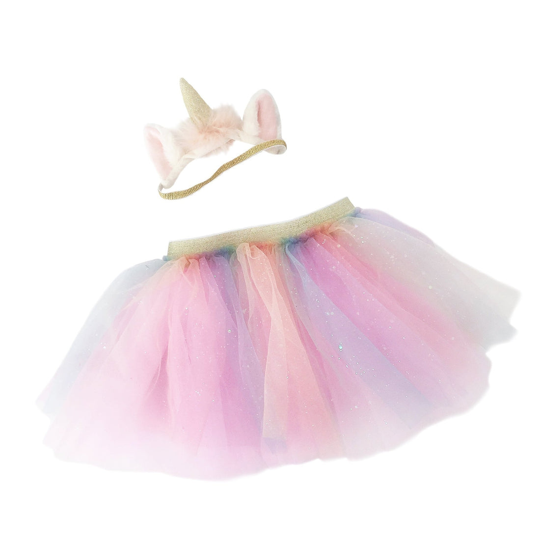 Rainbow Tutu &amp; Unicorn Headband Set MON AMI