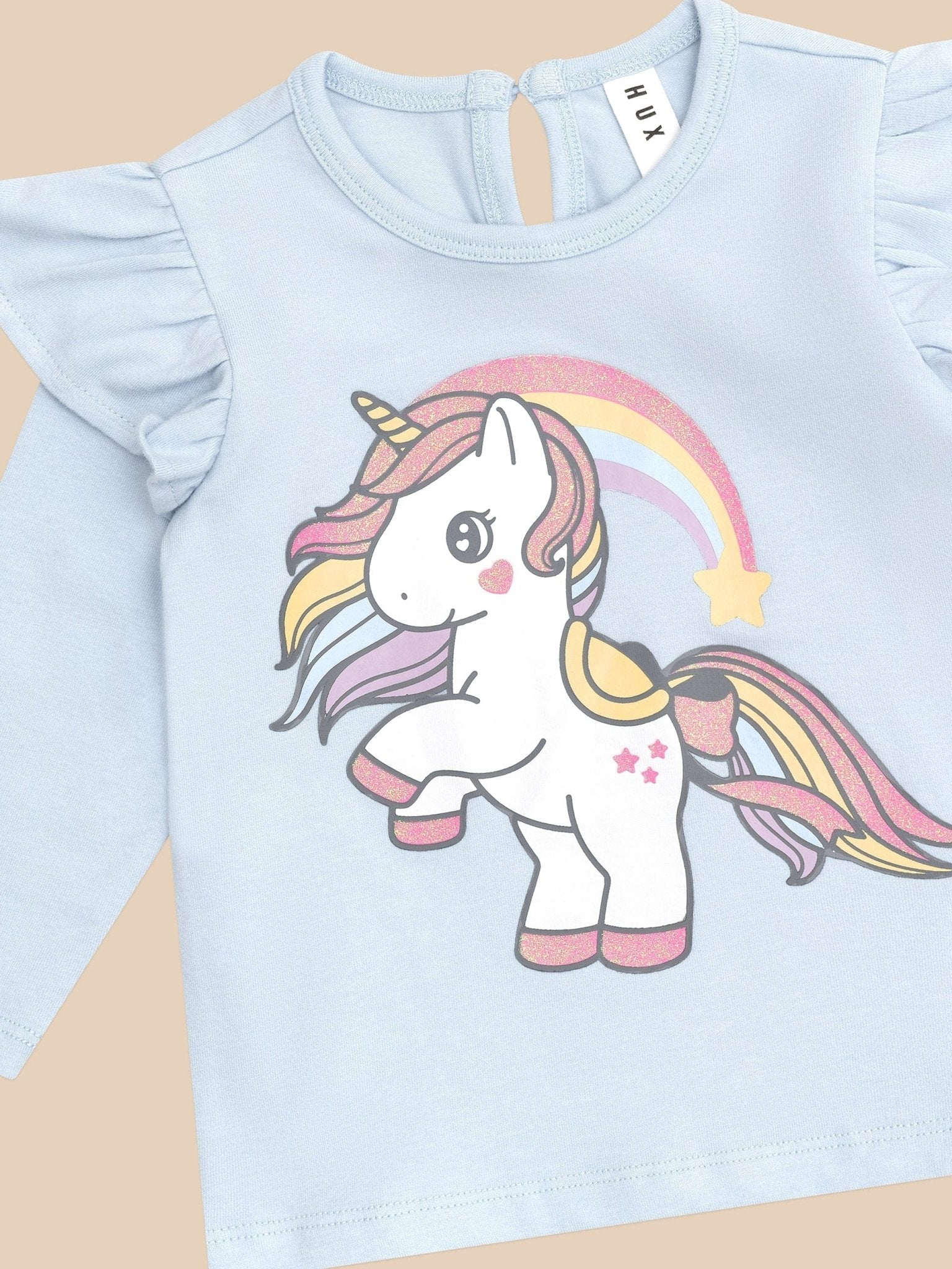 RAINBOW UNICORN FRILL TOP Huxbaby - enjoykidsus