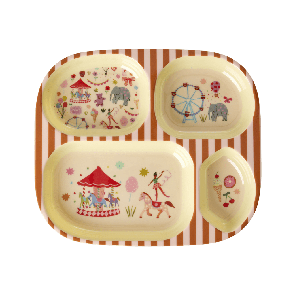 Rice by Rice Fun Fair Pink Divided Melamine Plate Rice by Rice