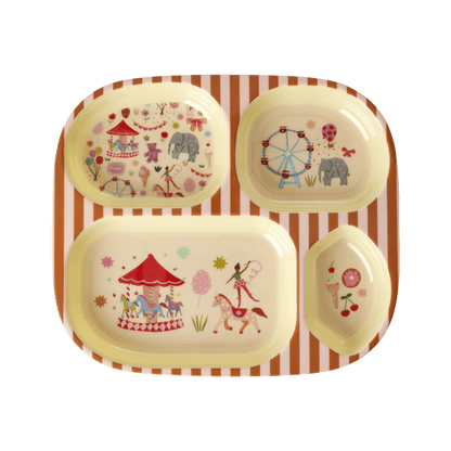 Rice by Rice Fun Fair Pink Divided Melamine Plate Rice by Rice