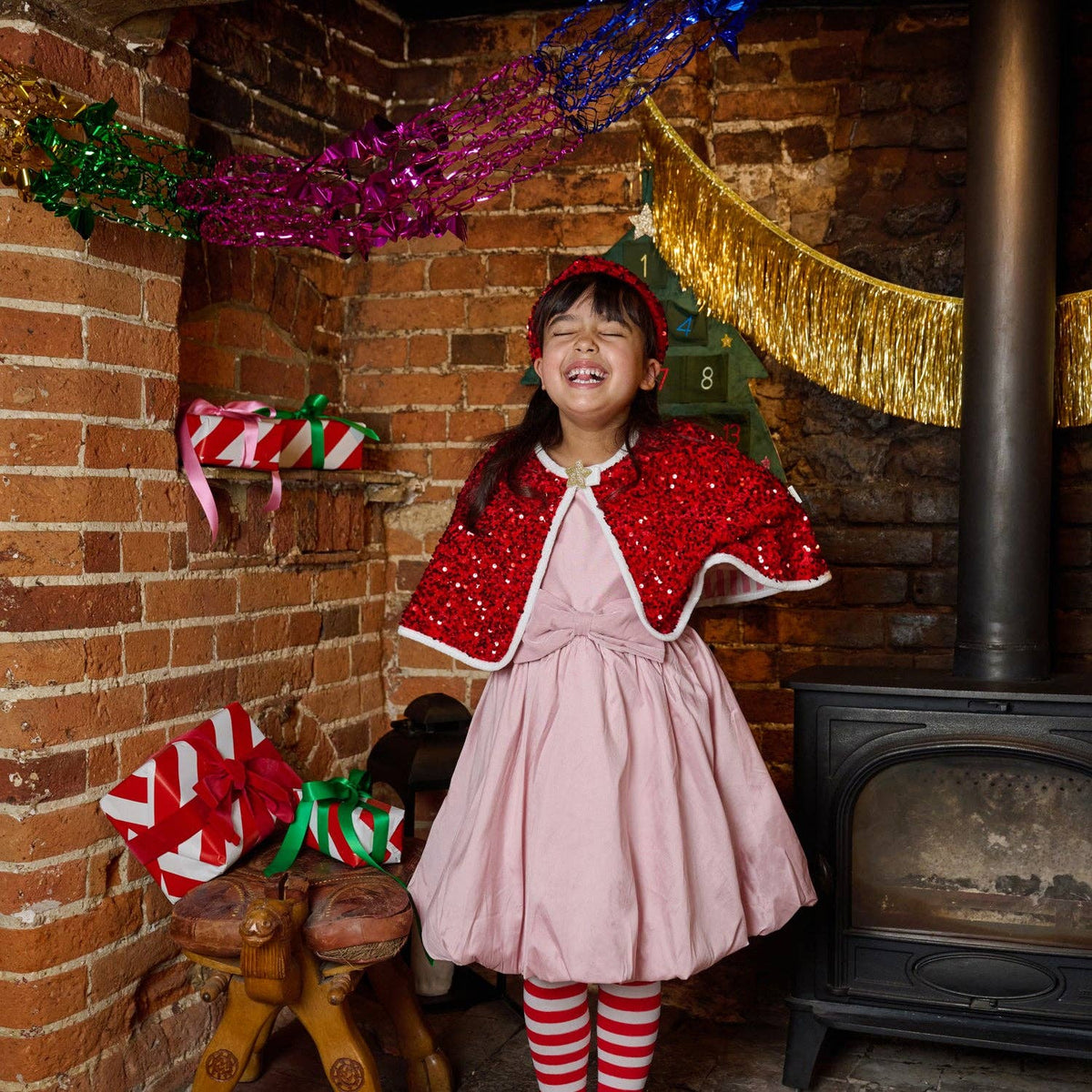 Rockahula - Jolly Santa Sequin Velvet Cape (3-10 Years) Rockahula Kids