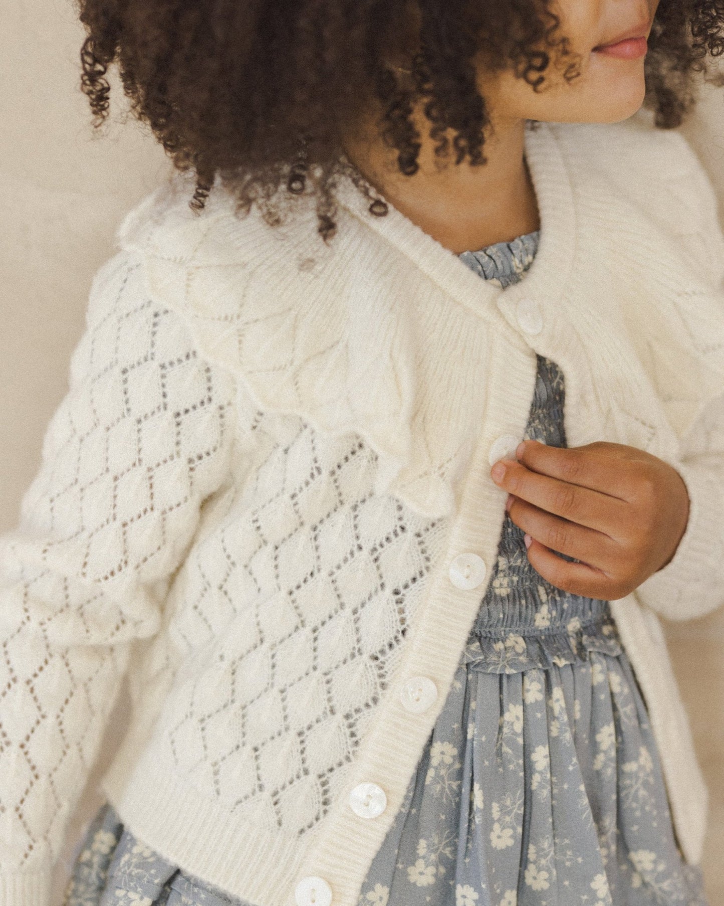 Ruffle Cardigan || Ivory Noralee - enjoykidsus