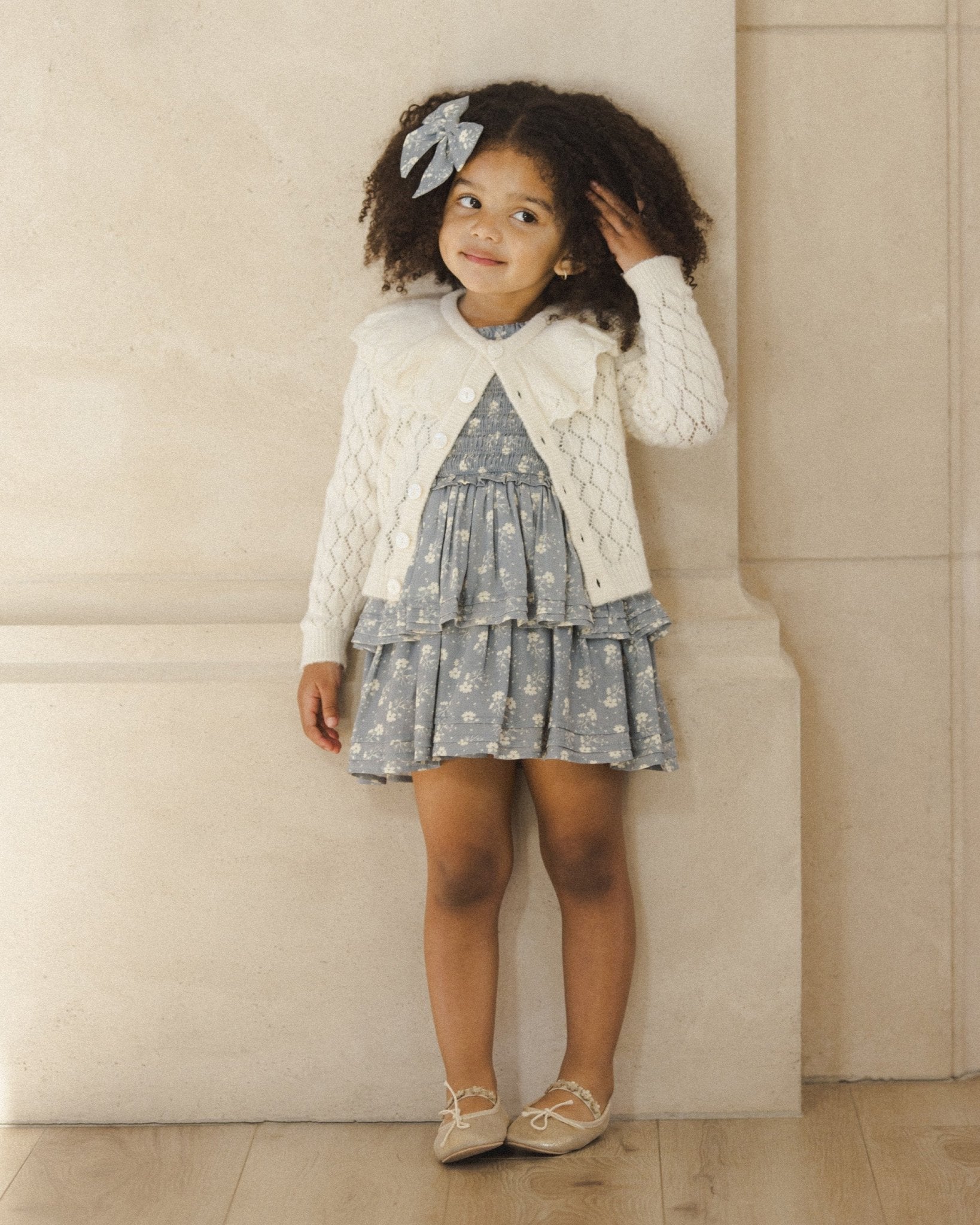 Ruffle Cardigan || Ivory Noralee - enjoykidsus