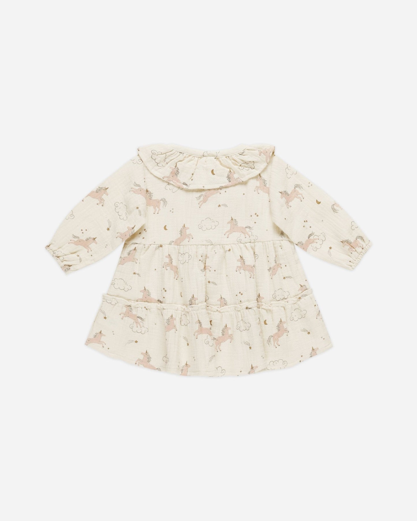 Ruffle Collar Button Dress || Unicorns Quincy Mae - enjoykidsus