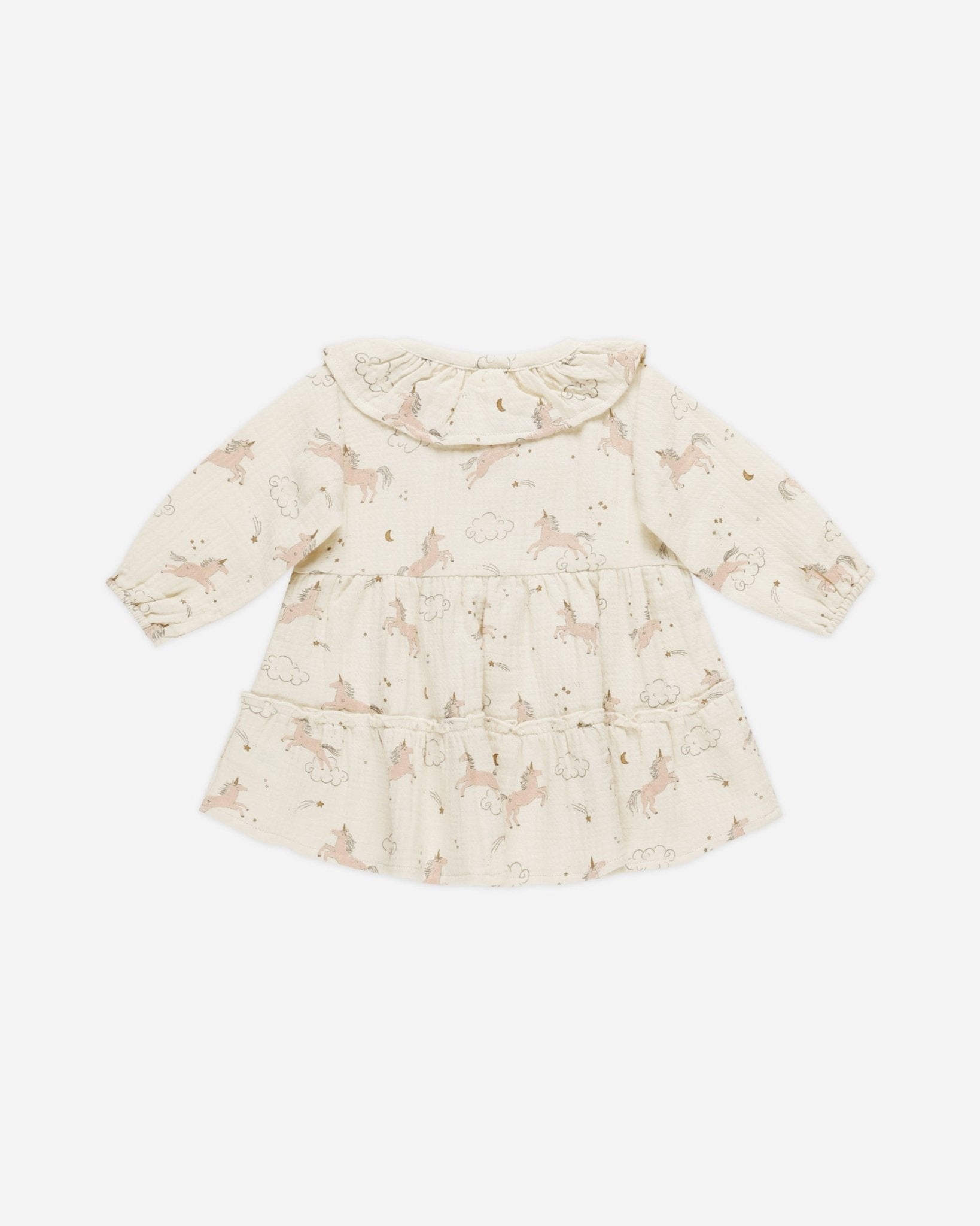 Ruffle Collar Button Dress || Unicorns Quincy Mae - enjoykidsus