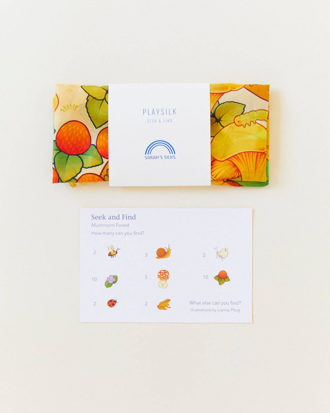 Sarah’s Silks - Mushroom Print Seek &amp; Find - Natural Waldorf Toy Sarah&