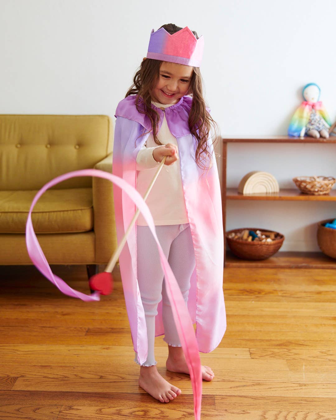 Sarah’s Silks - Pink & Purple Silk & Wood Streamer - Wand for Pretend Play Sarah's Silks - enjoykidsus