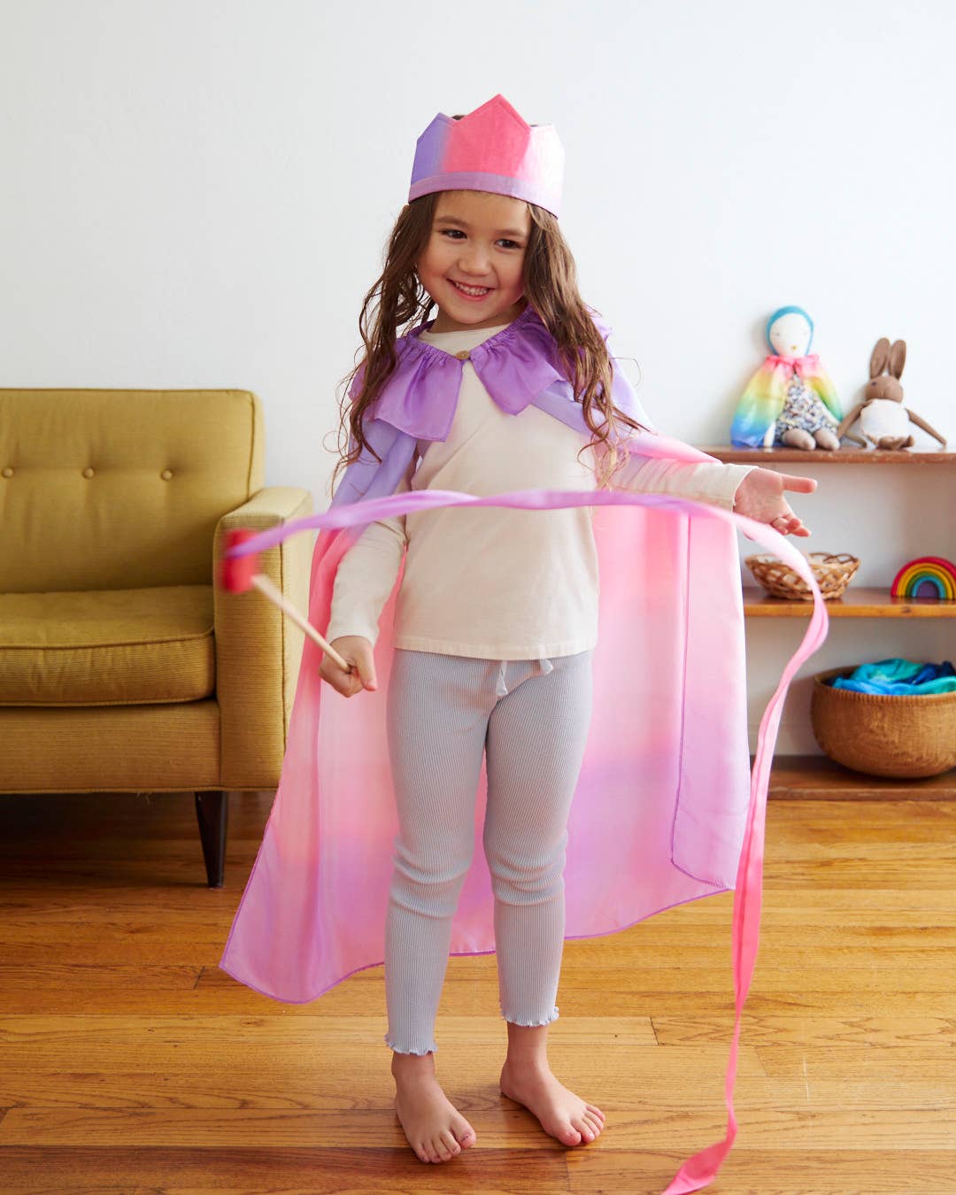 Sarah’s Silks - Pink & Purple Silk & Wood Streamer - Wand for Pretend Play Sarah's Silks - enjoykidsus