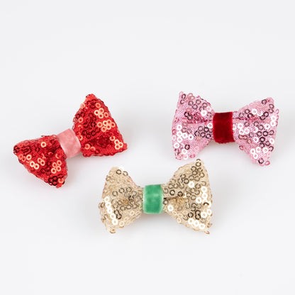 Sequin & Velvet Mini Bow Hairclips (x 6) Meri Meri - enjoykidsus