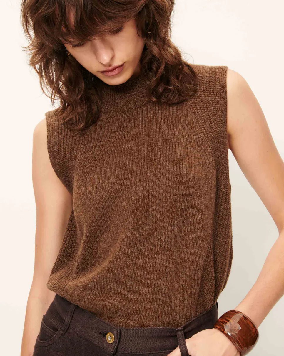Sessùn Baynino Sleeveless Merino Wool Top – Brown Sessùn