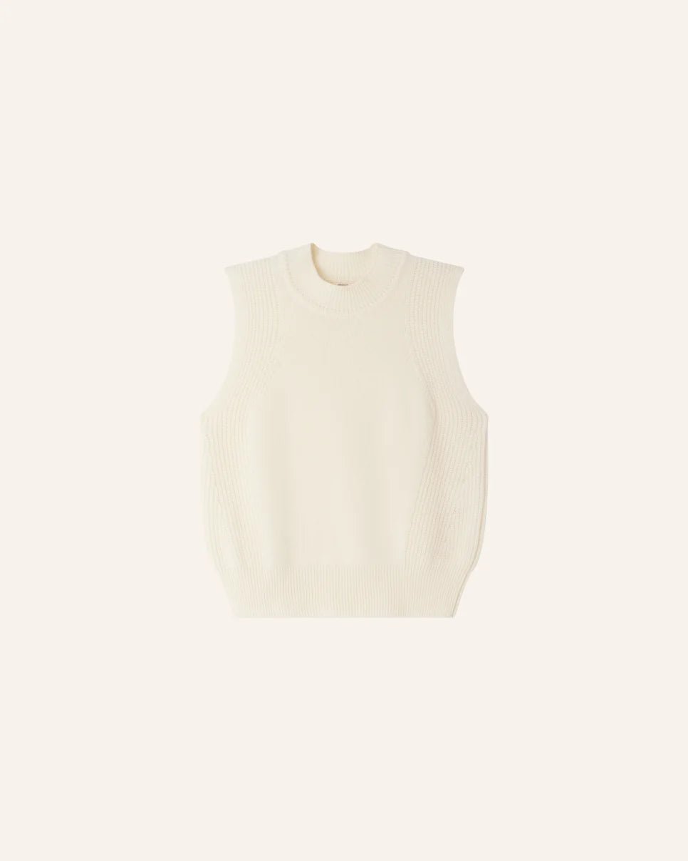 Sessùn Baynino Sleeveless Merino Wool Top – White Sessùn