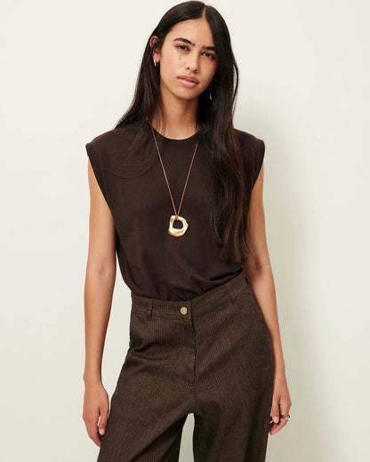 Sessùn DEEDOO Sleeveless Crew Neck T-Shirt – Espresso Sessùn