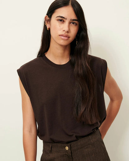 Sessùn DEEDOO Sleeveless Crew Neck T-Shirt – Espresso Sessùn