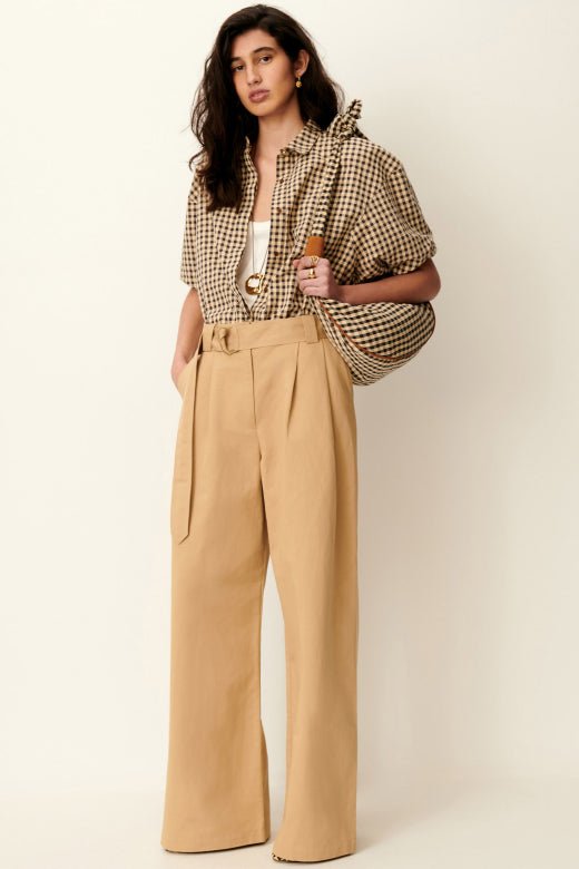 Sessùn Florentina Balloon Sleeve Gingham Blouse – Sandblack Sessùn