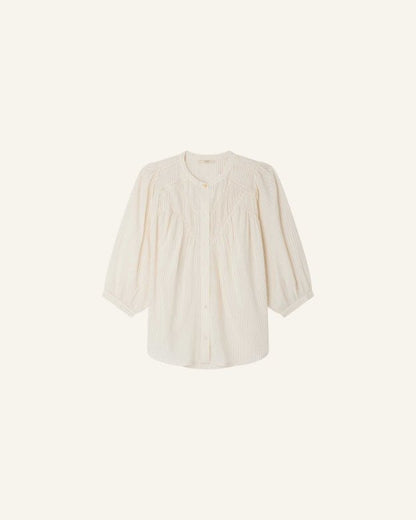 Sessùn SAVI Balloon Sleeve Jacquard Blouse – Sandblack Sessùn