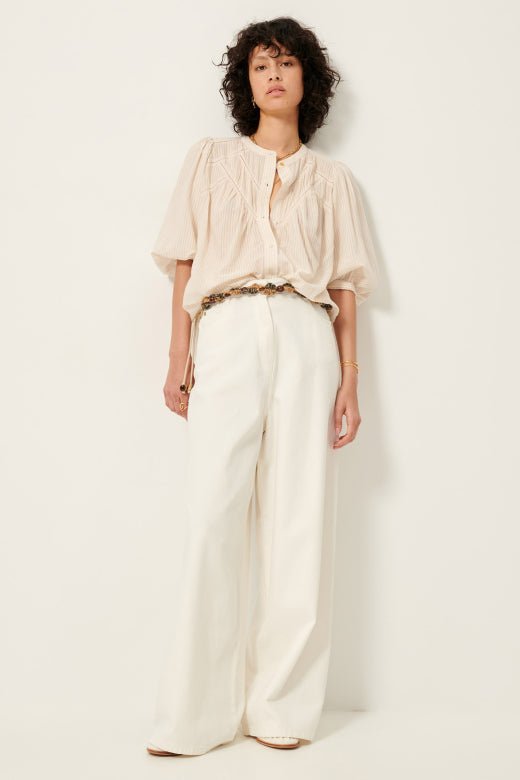 Sessùn SAVI Balloon Sleeve Jacquard Blouse – Sandblack Sessùn