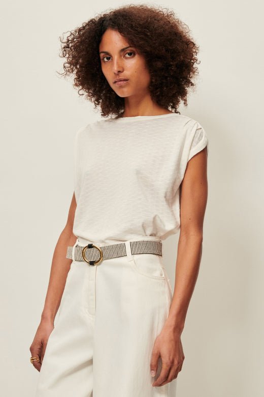 Sessùn SIXTOJACQUARD Short Sleeve Jacquard T-Shirt – Fleur de Sel Sessùn