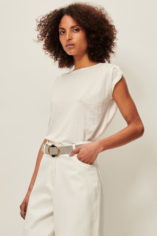 Sessùn SIXTOJACQUARD Short Sleeve Jacquard T-Shirt – Fleur de Sel Sessùn