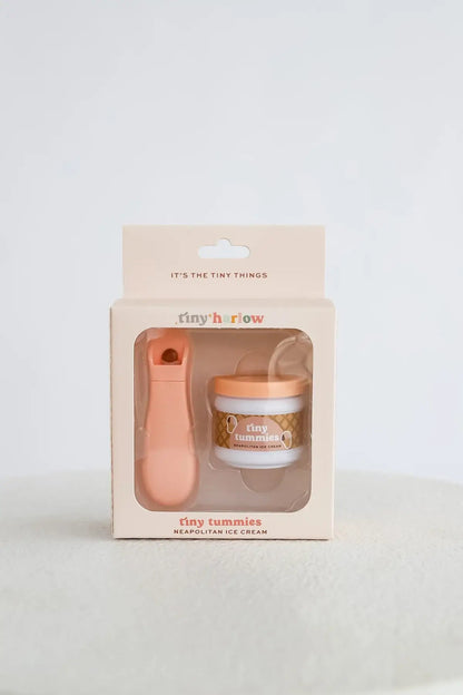 Shine on me Distribution - Tiny Tummies Napolitan Icecream jar and spoon set - Tiny Har Shine on me Distribution