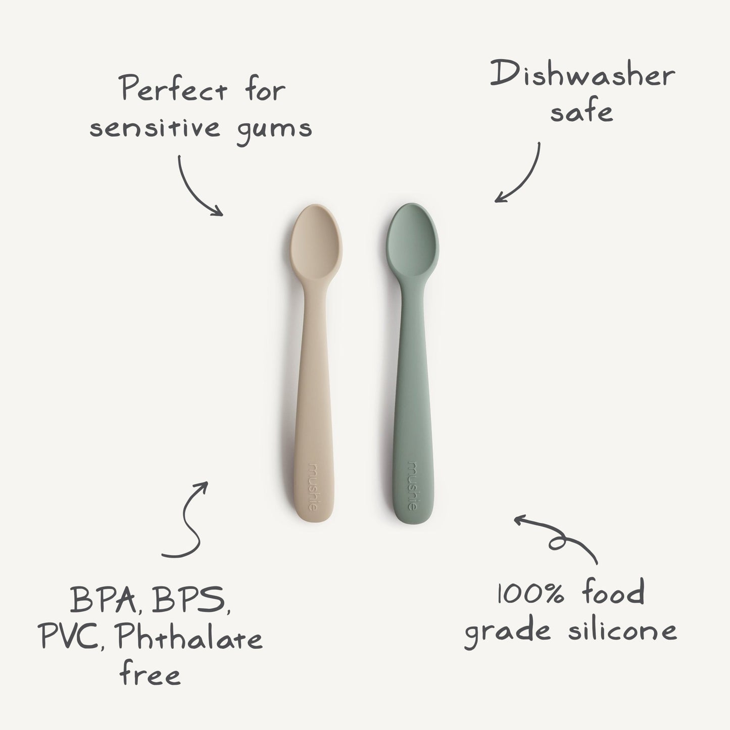 Silicone Feeding Spoons 2 - Pack mushie - enjoykidsus