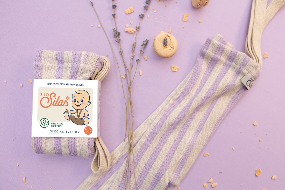 Silly Silas Footless Lavender x Cream Striped Silly Silas