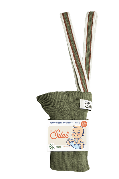 Silly Silas Footless Olive Striped Silly Silas