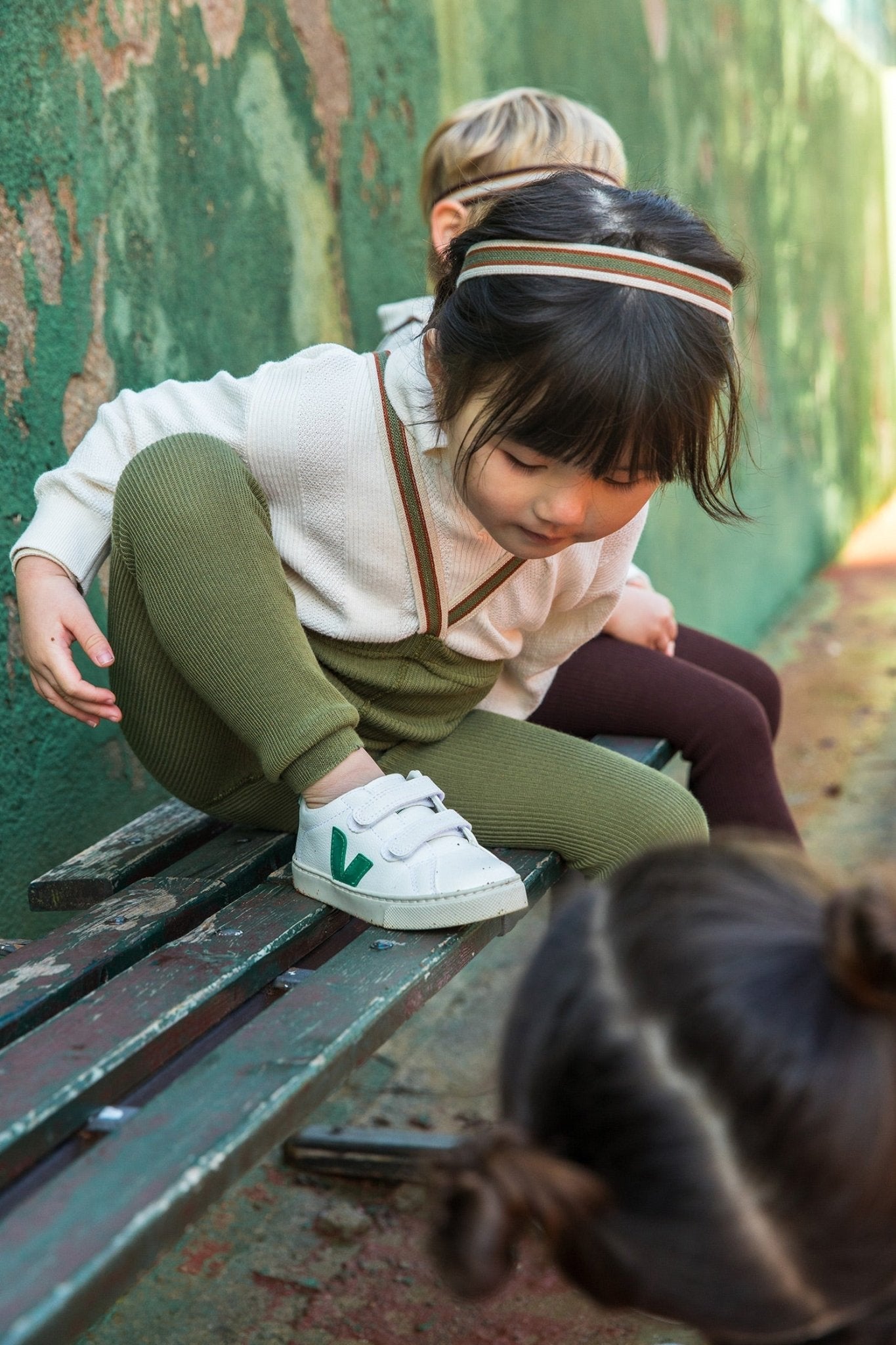 Silly Silas Footless Olive Striped Silly Silas