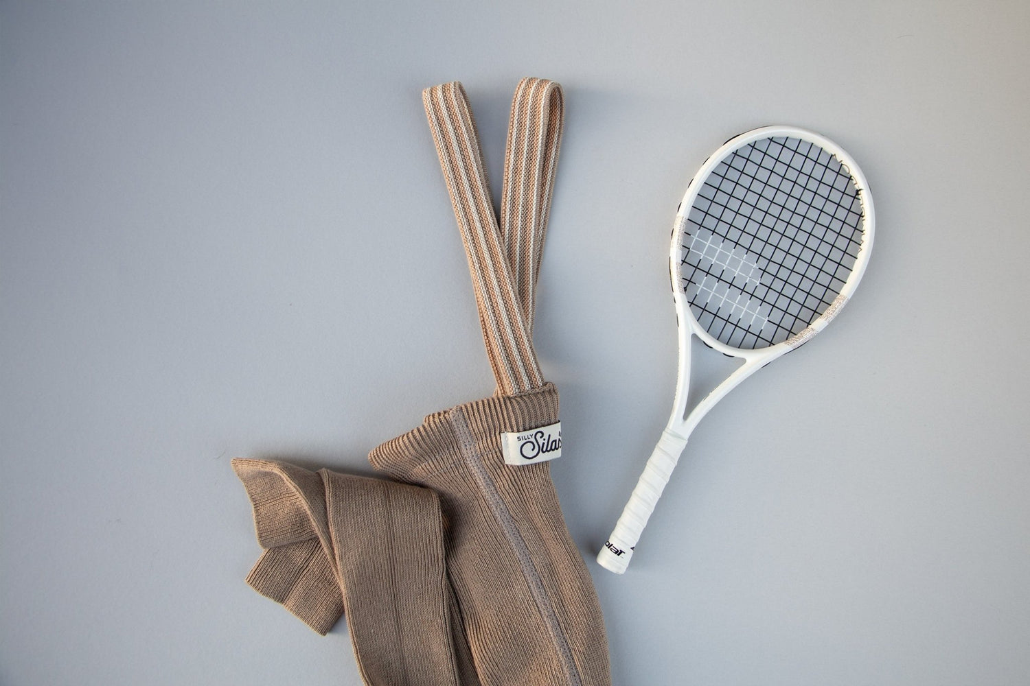 Silly Silas Footless Oyster Grey Striped Silly Silas