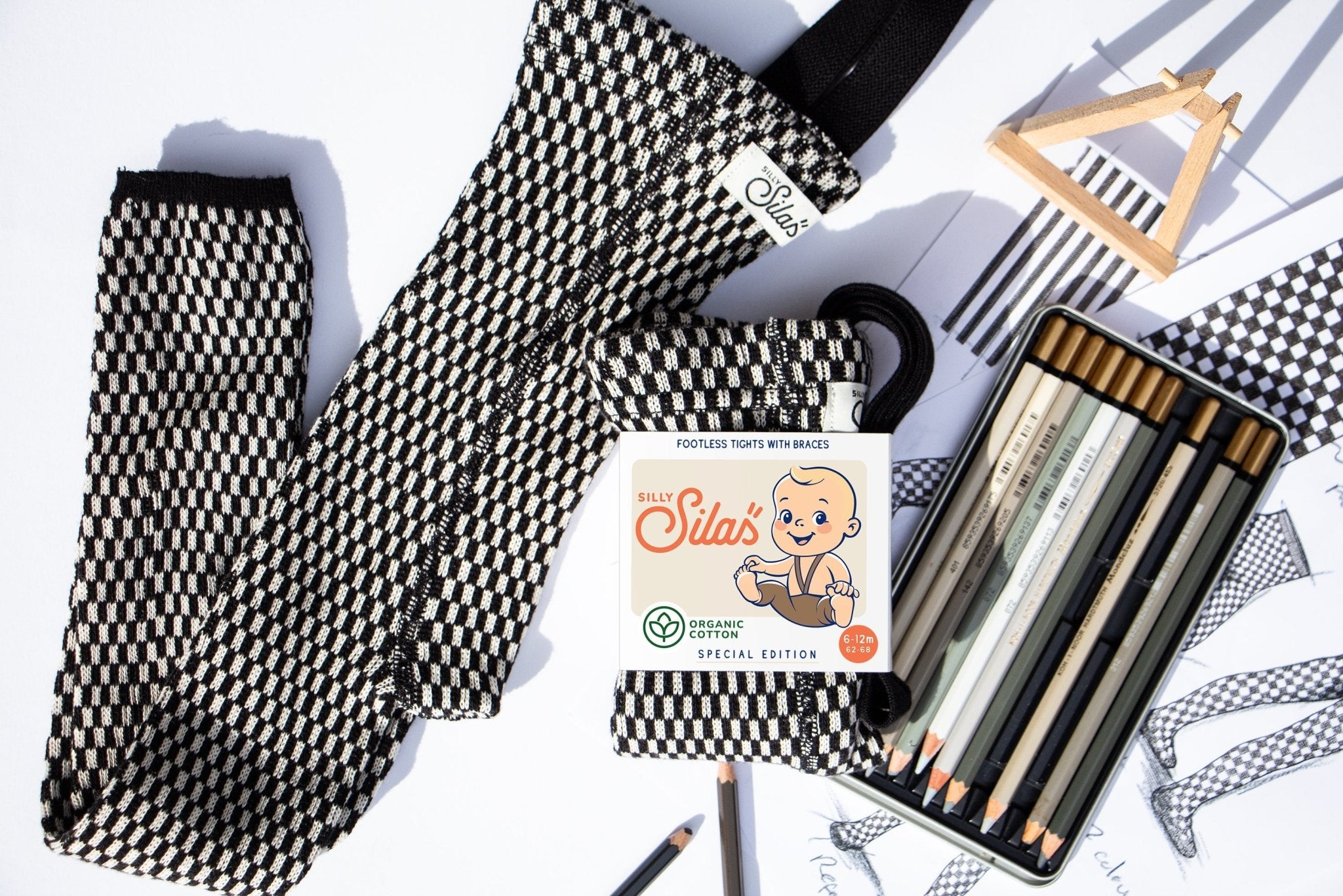 Silly Silas Footless Special Black x White Checked Silly Silas