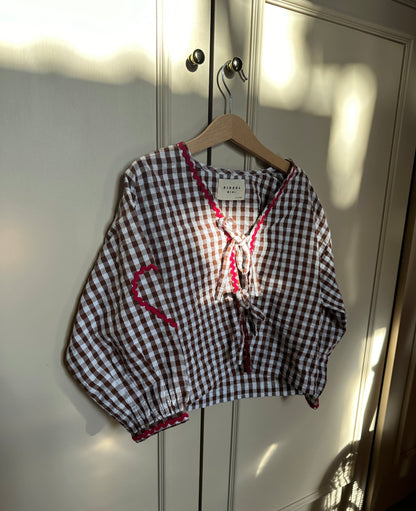 SISSEL EDELBO Astrid MINI Top - Brown Checks Sissel - edelbo