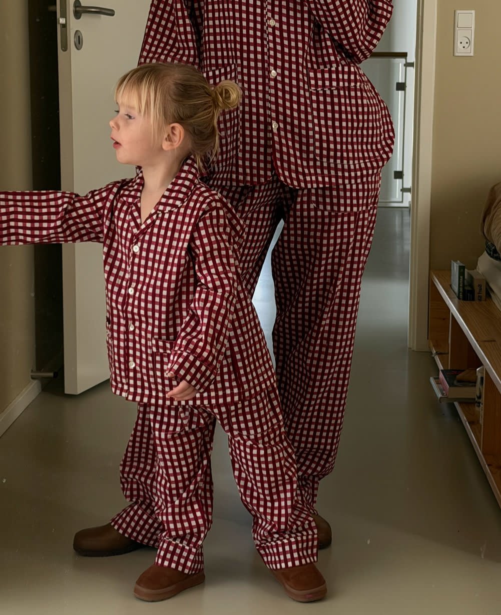 Sissel Edelbo adult and MINI Berry Hedge pyjamas styled together