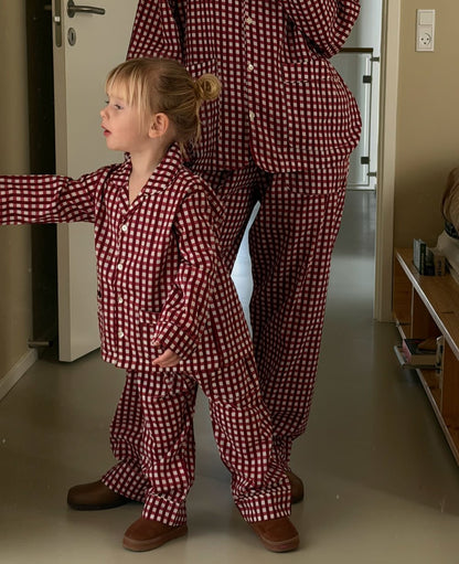 Sissel Edelbo adult and MINI Berry Hedge pyjamas styled together