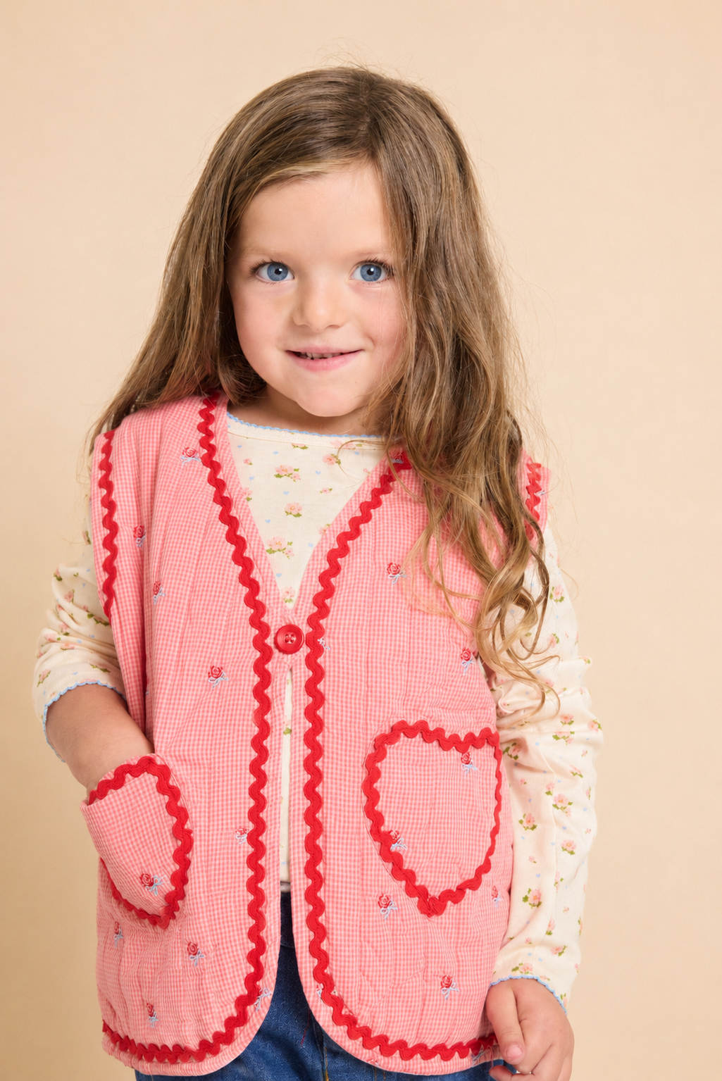 Flöss Sonja Vest - Pink Rose Gingham