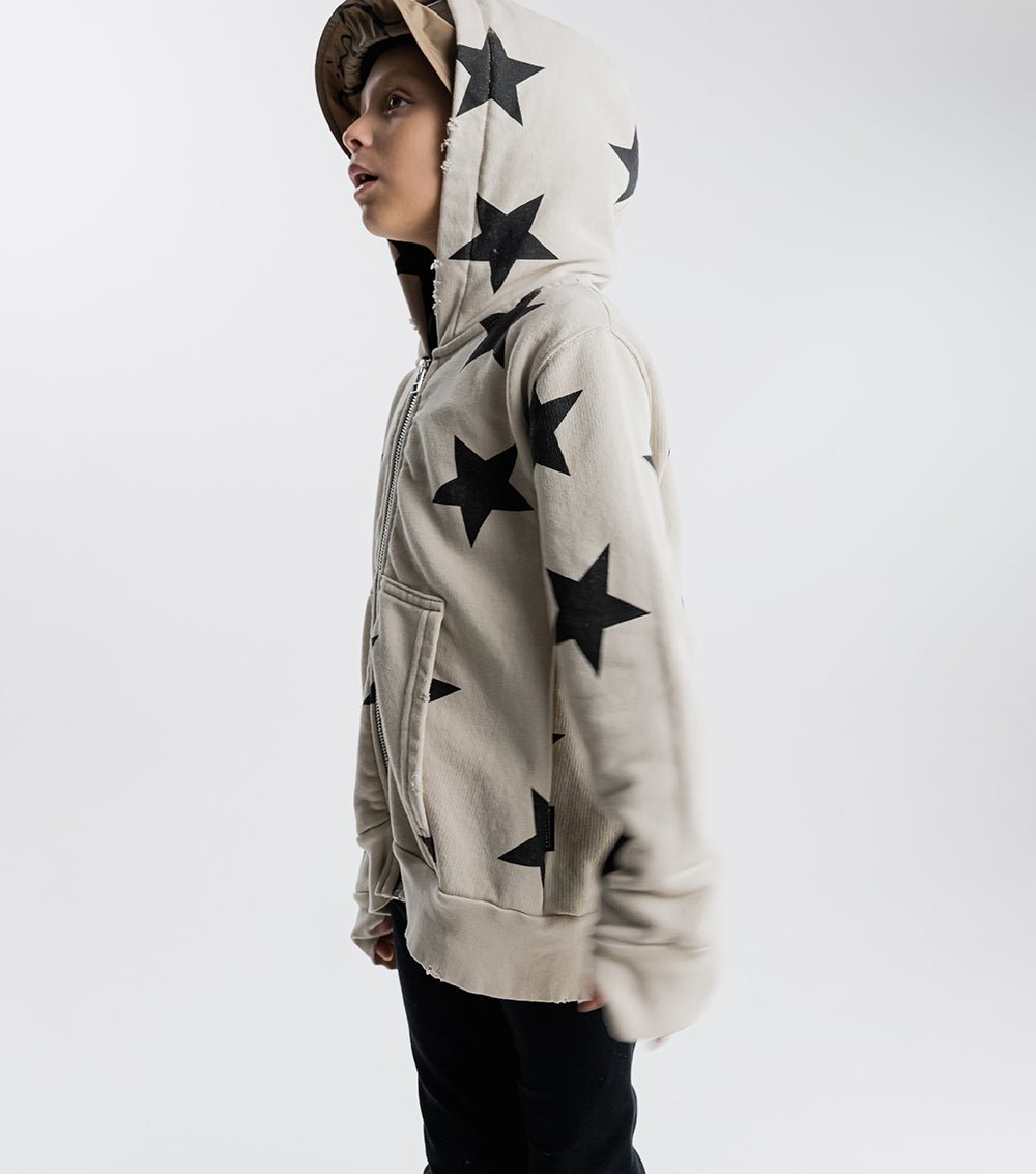 STAR ZIP HOODIE - SMOKEY NATURAL NUNUNU - enjoykidsus